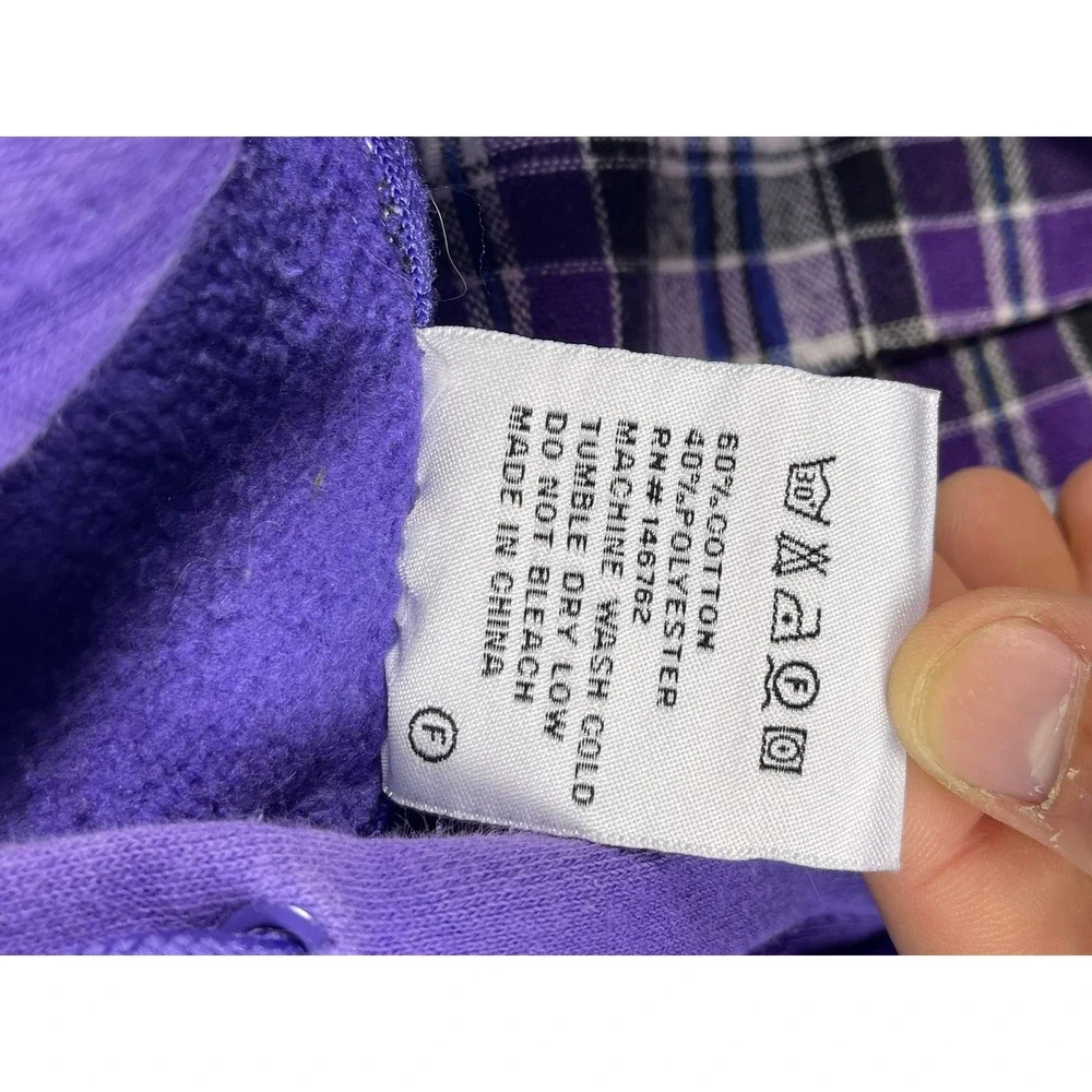 DIMCO Apparel Purple Plaid Paw Print Hoodie Mens Medium Lined Hood Pullover